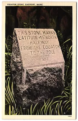 Equator Stone Eastport ME 1930s Posted Postcard • $6