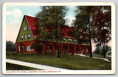 Vintage Postcard PA Meadville Phi Kappa Psi House Allegheny College -5459 • $1.93