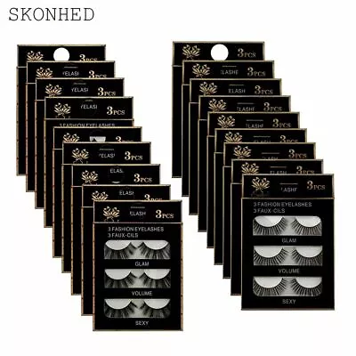 $3.32 • Buy SKONHED 3 Pairs Soft Mink False Eyelashes Long Lashes Extension Beauty Makeup^