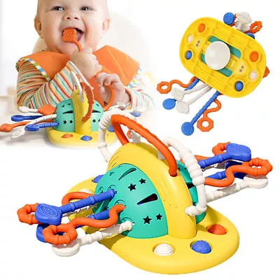 Kid Silicone Table Pull Learning Activity Sensory Pull String Toy & Suction Cup﹤ • £18.19