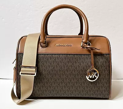 Michael Kors Jet Set Travel Medium Duffle Shoulder Crossbody Bag Mk Brown • $138