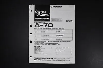 Pioneer A-70 Stereo Amplifier Service Manuals - Genuine Original • $24.99