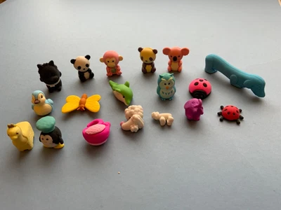 £9.99 • Buy IWAKO Erasers Animals Set Of 18 Collectable Dogs Monkey Birds Etc VGC Fabulous