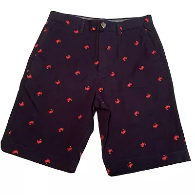 Merona Shorts Mens Size 28 Navy With Red Embroidery Crabs (Sho614L) • $13.50