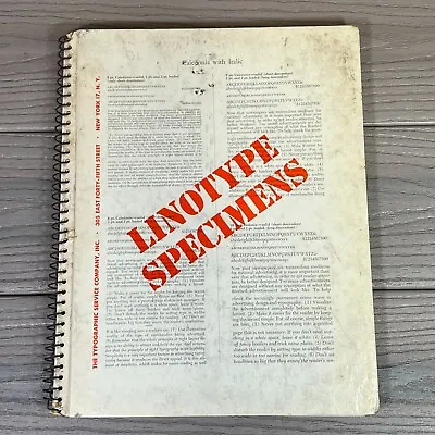 VTG RARE Linotype Specimens (Spiral Bound) By The Typographic Service Company NY • $25