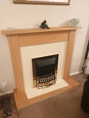 Light Oak Fire Place With Electric Fire • £49.99