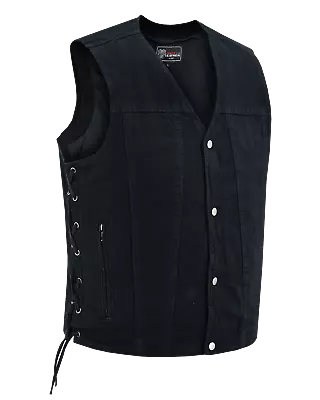 Vance Men's V-Neck Denim Vest For Motorcycle Riders With Conceal Carry Pockets • $44.50