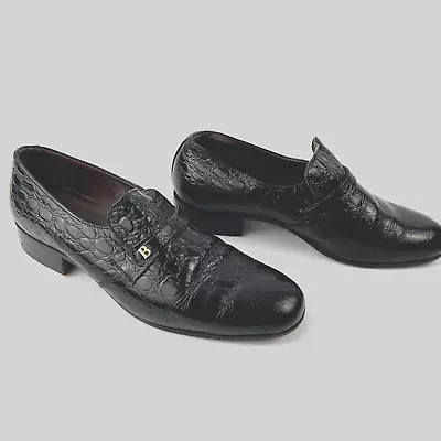 Snakeskin Leather Dress Shoes Mens Size UK 9.5 Vintage Retro 80s 70s • $30