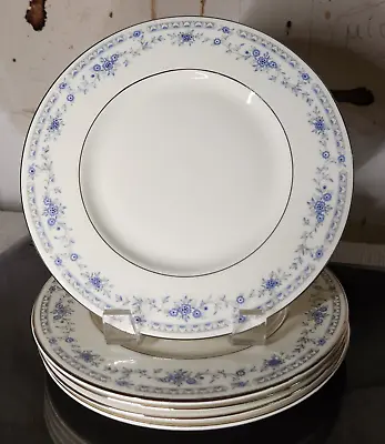 Minton Bellemeade Salad Plates Set Of 5 VTG Blue Florals Scrolls England 8 Inch • $39.95