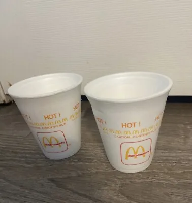 Vintage Unused Lot Of Two McDonald's Small Styrofoam Coffee Cup 3.5-in Tall • $15