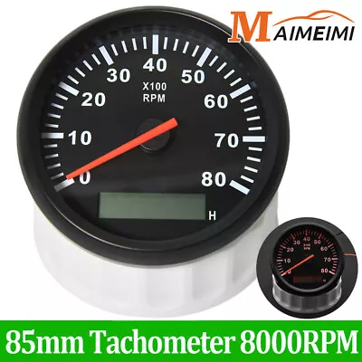 85mm Marine Tachometer 0-8000 RPM Outboard Engine LCD Gauge For Car Boat Yacht • $29.60