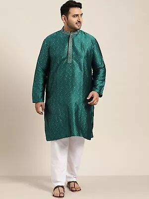 Sojanya (Since 1958) Men's Silk Blend Teal Green Self Design ONLY Long Kurta • £17.99
