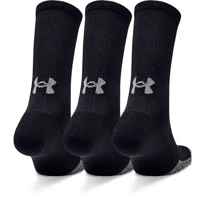 Under Armour Socks Mens UA Heatgear Black Socks Chushioned Socks 3 PACK! • £9.99
