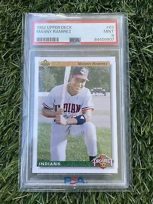 1992 Upper Deck #63 Manny Ramirez Rc Psa 9 • $49.99