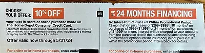 Home Depot Coupon 10% Off Online Or In-Store OR 24 Months Financing Exp 5/31/24 • $6