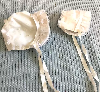 Lovely Baby Bonnets (2) Vintage White Lace Eyelet Newborn & Infant/Toddler • $16.99