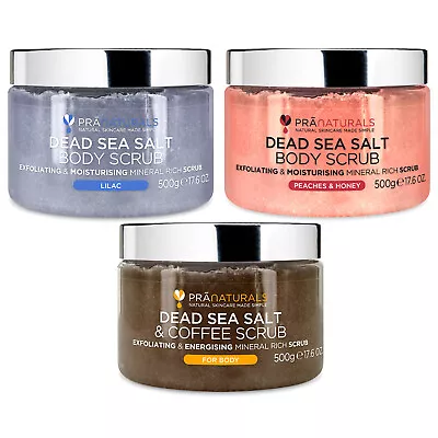 PraNaturals Dead Sea Salt Body Scrub 500g W/ Natural Oils & Minerals No Parabens • £16.99