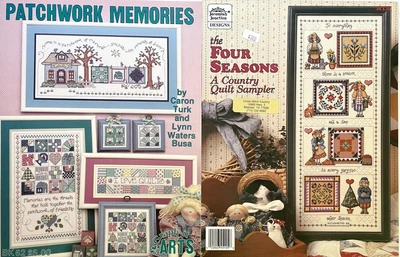 $5 • Buy Lot Of 2 Cross Stitch Leaflets Patchwork Quilt Theme