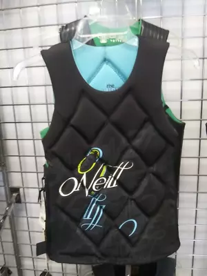 O'neill Wms Gem Comp Vest Blk/turq Womens Size 6 • $124.95
