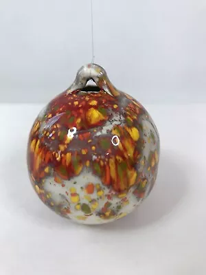 Vintage Orange/Yellow Drop Glazed Art Pottery Christmas Tree Ornament Ball • $19.99