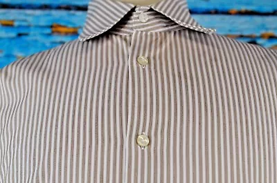 Hugo Boss Men's Dress Shirt Size 17 Regular Career Striped Cotton Colorful • $34.99