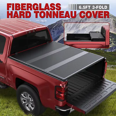 6.5FT 3-Fold Fiberglass Hard Truck Bed Tonneau Cover For 2015-2023 Ford F-150 • $403.80