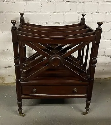 Gorgeous C1900 Mahogany Chippendale Style Canterbury On Brass Castors • £300