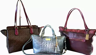 Brahmin Coach And Michael Kors Leather Tote Satchel And Crossbody Handbag Lot! • $66.25