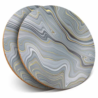 £4.99 • Buy 2 X Coasters - Grey Marble Gold Stone Ink Art Home Gift #21660