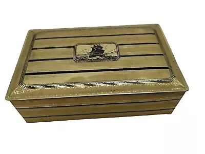 Vtg New York Metal Package Corp Tin Litho Art Deco Ship 9X5.5X2.75  Candy Box • $38.15