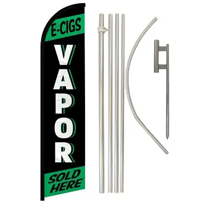 E-Cig Vapor Windless Banner Swooper Advertising Flag Pole Kit Vape Green • $79.95