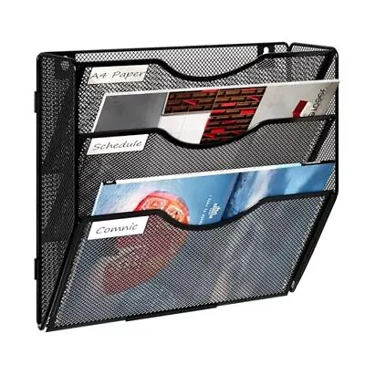 Wall Hanging File Holder 3 Tier Wall Mounted Paper Organizer Magazine File Ho... • $28.51
