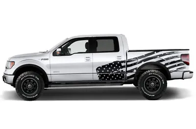 Custom Vinyl Graphics Decal PATRIOT Wrap Kit For Ford F-150 2009-14 Truck BLACK • $99.95