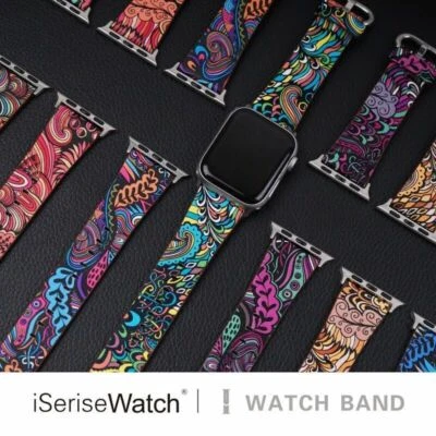 $11.39 • Buy For Apple Watch Series 7 6 5 4 IWatch SE 38 44mm Floral Leather Band Women Strap