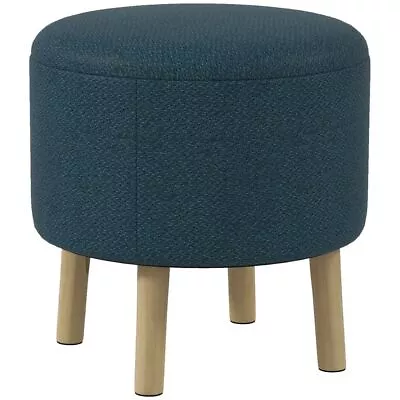 HOMCOM Storage Ottoman Round Stool Chair With Cushioned Top Hidden Space • £34.63