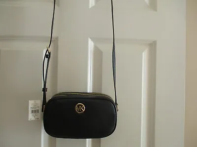 $198 Michael Kors Fulton Double Zip Crossbody Bag Black Pebbled Leather NWT • $109.99