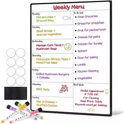 Magnetic Planner Weekly A3 Fridge Cupboard & Wall- With 4 Dry Erase Markers • £11.49