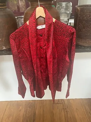 Gorgeous Valentino Miss V Red Pattern Silk Top Made In Italy  • £20