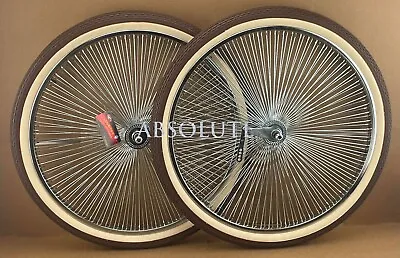 Vintage Lowrider 26  144 Spoke Chrome Dayton Rim Set W/ Brown/cream Brick Tires • $209.79