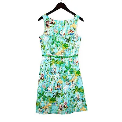 Sangria 10 Tropical Summer Tank Dress Midi Impressionist Painting Beach Resort • $19.99