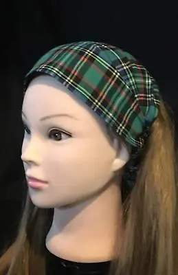 Green Tartan Wide Hair Band Head Scottish Clan Bandana Ladies Fashion Hogmanay • £4.99