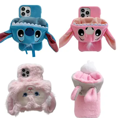 £7.62 • Buy Kawaii Lilo Stitch Hat Plush Fluffy Protective Case Cover For IPhone 11 12 13 14