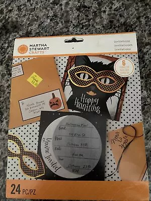 Martha Stewart Halloween Party Black Cat Mask Invitation Kit Makes 6 • £8.54