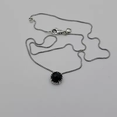 David Yurman Chatelaine Pendant Necklace With Black Onyx 16-17 Adjustable Chain • $160