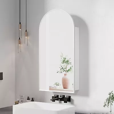 Bathroom Mirror Cabinet With Arched Semi-Recessed Medicine Storage Cabinet Silve • £89.99