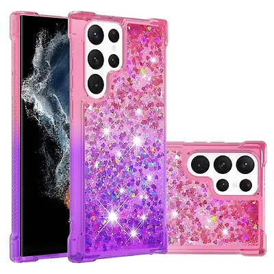 $12.99 • Buy For Samsung S23/S22/S21/S20 FE Ultra S10 S9 Plus Clear Case Liquid Glitter Cover