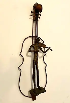 Art Bronze Statue Violinist Wall Art Bronze Brass Statue Sculpture Man Abstract • $138