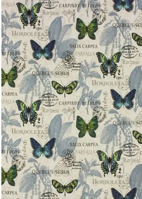 Lined Window Valance Curtain 42 X 15 Indigo Butterflies Butterfly Cotton Canvas • $22.99