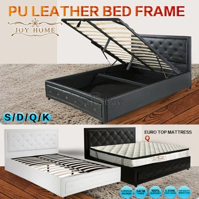 $260 • Buy Bed Frame PU Leather Double Queen King Size N/Gas Lift Bedroom Furniture Storage