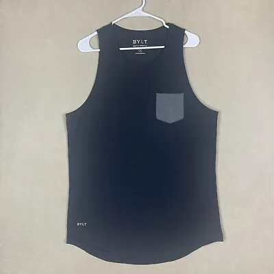 BYLT Lux Black Mens XL Sleevless T Shirt Drop Cut Tank Top Pocket • $21.99